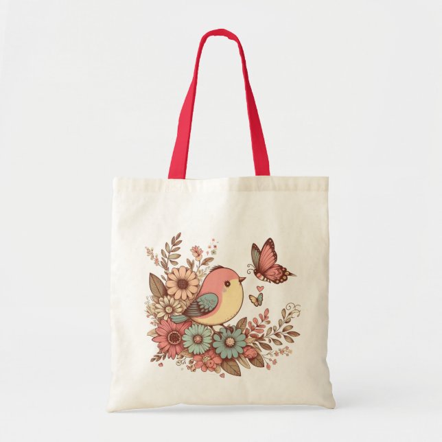 Bird and Butterflies Tote Bag (Front)