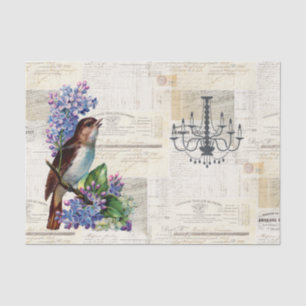 Bird and Chandelier Vintage French Tissue Paper