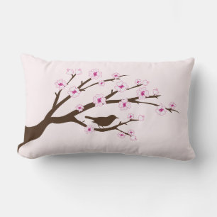 Bird and Cherry Blossoms Lumbar Cushion