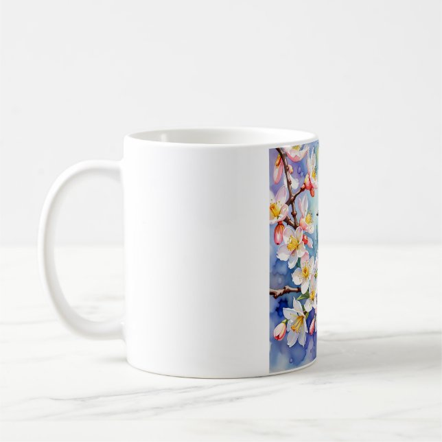 Bird and floral flowers animal art mug (Left)