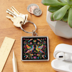 Bird And Flower Mexican Otomi Keychain