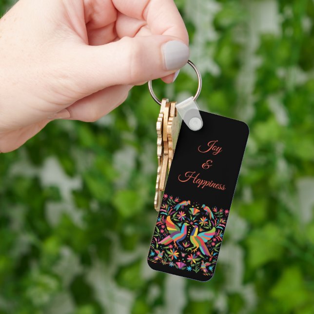 Bird And Flower Mexican Otomi Keychain (Hand)