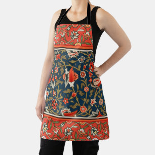 Bird and Flower Persian Blue Red Pattern Apron