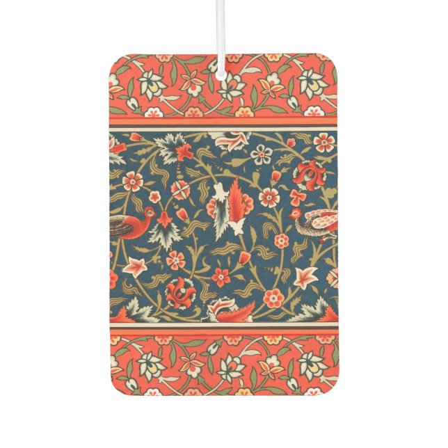 Bird and Flower Persian Blue Red Pattern Car Air Freshener (Front)