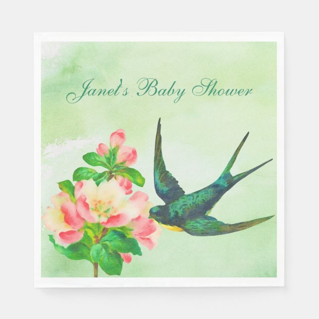 Bird and Flowering Branch Party Napkins (Front)