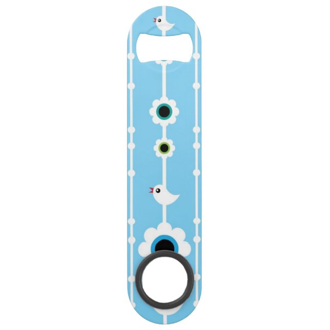 bird and flowers blue pattern (Front)