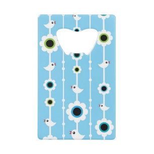 bird and flowers blue pattern