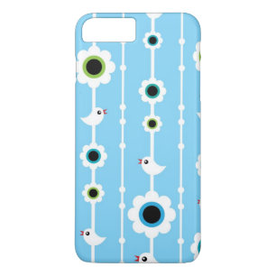 bird and flowers blue pattern iPhone 8 plus/7 plus case