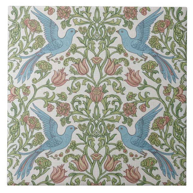 Bird and Flowers Ceramic Tiles (Front)