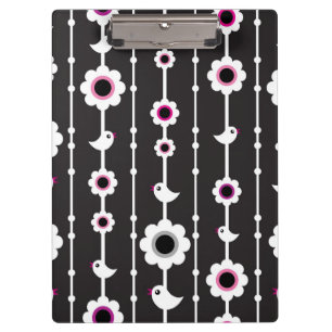 bird and flowers pattern clipboard