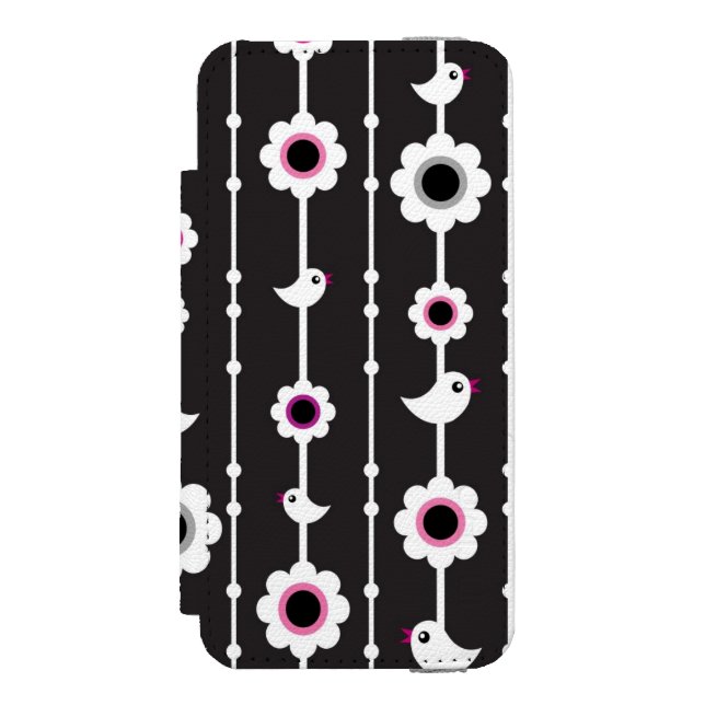 bird and flowers pattern incipio iPhone wallet case (Folio Front)