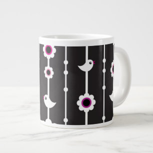 bird and flowers pattern large coffee mug