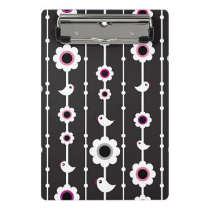 bird and flowers pattern mini clipboard