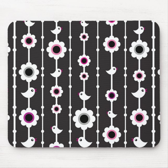 bird and flowers pattern mouse pad (Front)