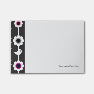 bird and flowers pattern post-it notes