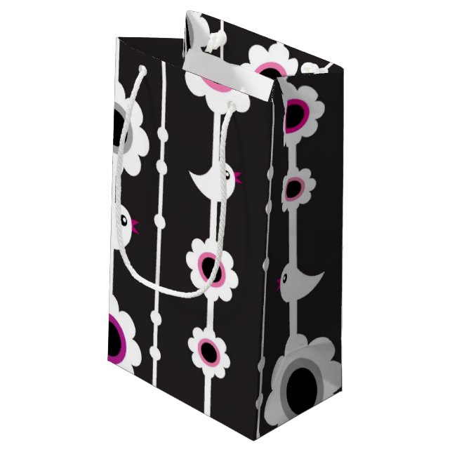 bird and flowers pattern small gift bag (Back Angled)