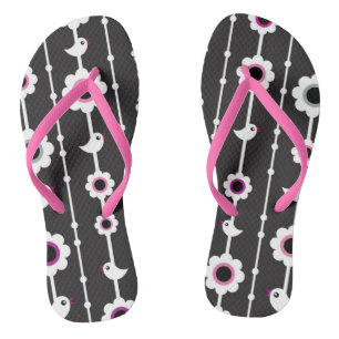 bird and flowers pattern thongs