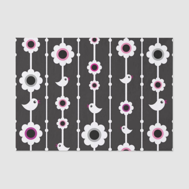 bird and flowers pattern tissue paper (Front)