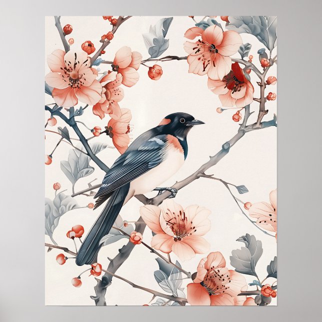 Bird and Flowers Poster (Front)
