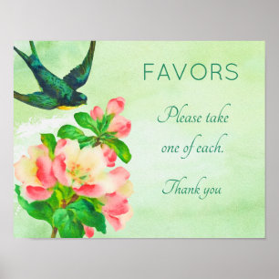 Bird and Flowers Shower Sign
