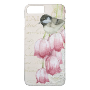 Bird and Flowers with Handwriting Shabby Vintage Case-Mate iPhone Case
