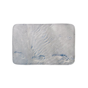 Bird and Human Footprints in Sand, Salt Lake Beach Bath Mat