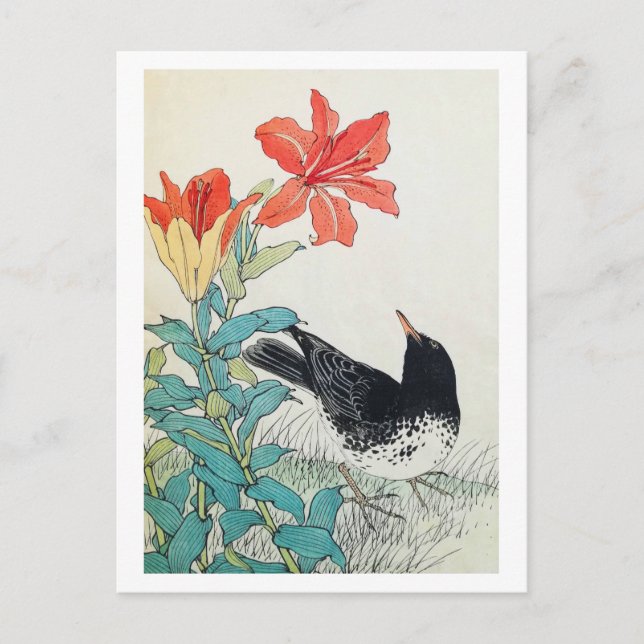 Bird and Lily, Imao Keinen Postcard (Front)