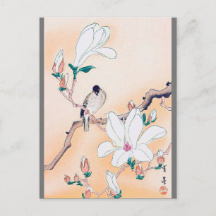 Bird and Magnolia Blossom, Watanabe Seitei Postcard