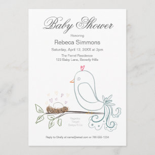 Bird and Nest Baby Shower Invitations