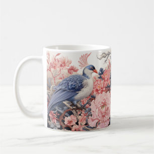Bird and Pink Peonies Coffee Mug