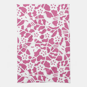 Bird and Plum Blossom, Japanese Design Tea Towel