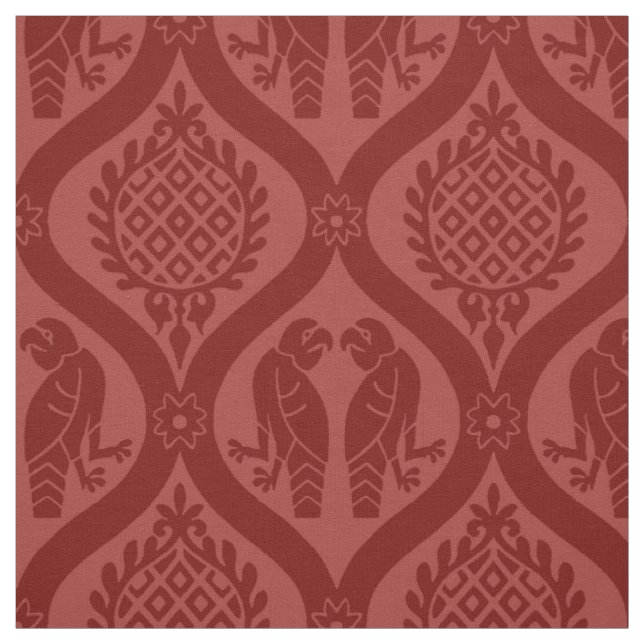 Bird and Pomegranate, Brick Red Fabric (Swatch)