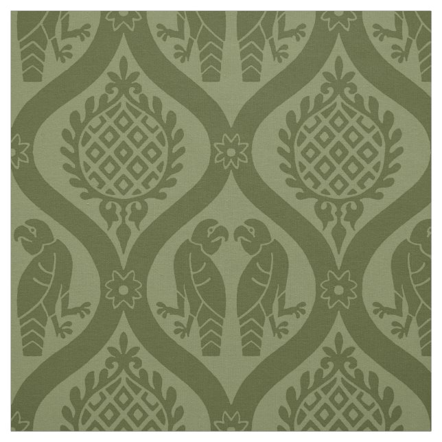 Bird and Pomegranate, Olive Green Fabric (Swatch)
