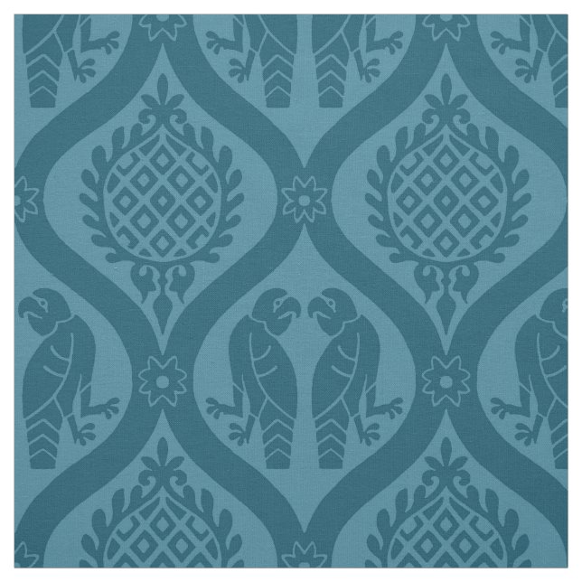 Bird and Pomegranate, Peacock Blue Fabric (Swatch)