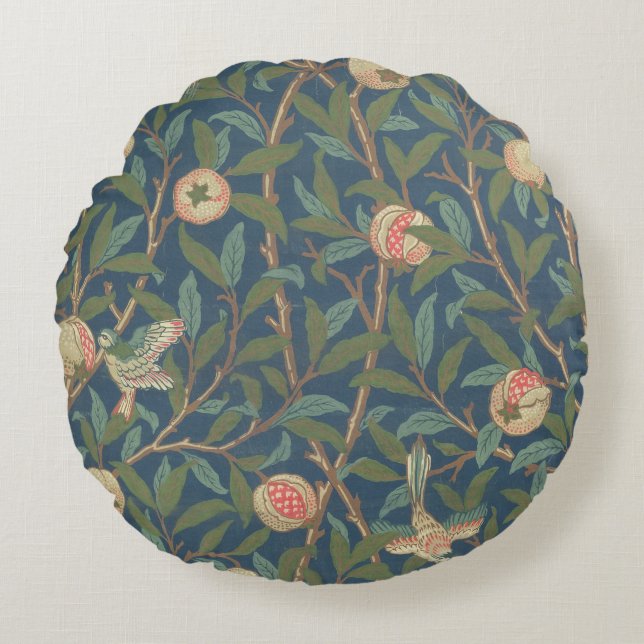 'Bird and Pomegranate' Wallpaper Design, printed b Round Cushion (Front)