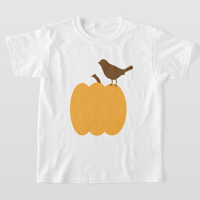 Bird and Pumpkin Silhouette T-Shirt (Laydown)