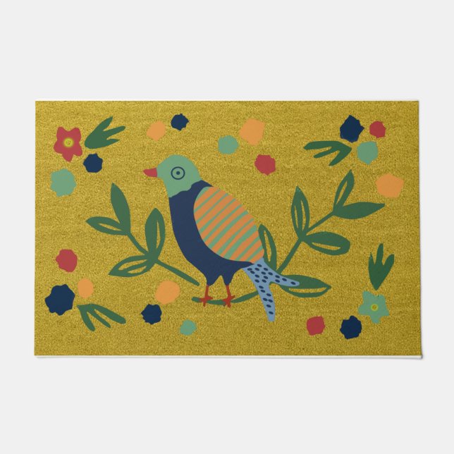 Bird and Summer Flowers| Bird Lover Gift  Doormat (Front)