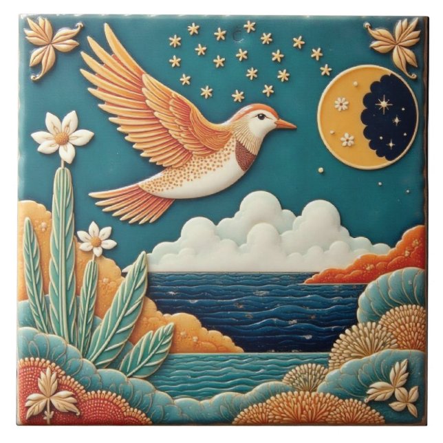 Bird and the Crescent Guide Ceramic Tile (Front)