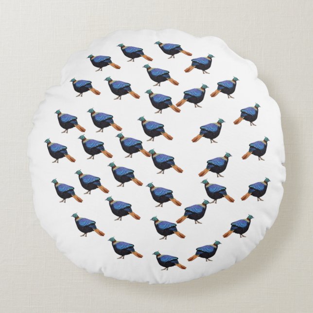 bird and tree design round cushion (Front)