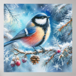 Bird and Winter Landscape 30 Poster