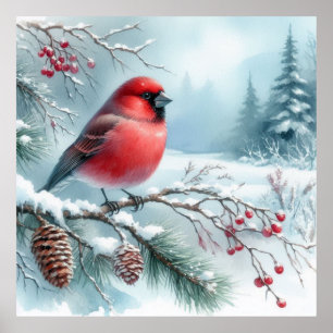 Bird and Winter Landscape 33 Poster