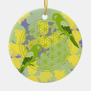bird,animal totem,zen,chakra,flower of life,flower ceramic ornament