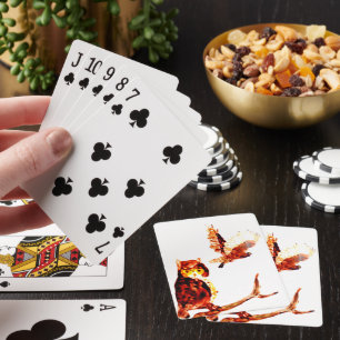 Bird Art Brown Owls Playing Cards