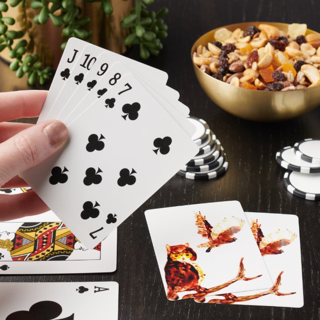 Bird Art Brown Owls Playing Cards (In Situ)
