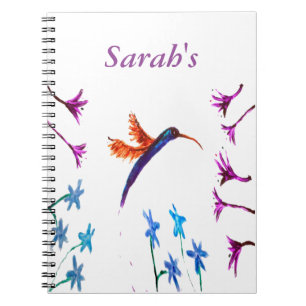 Bird Art Floral Hummingbird Personalised Notebook