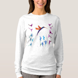 Bird Art Floral Hummingbird T-Shirt