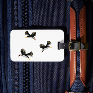 Bird Art Flying Puffins Luggage Tag