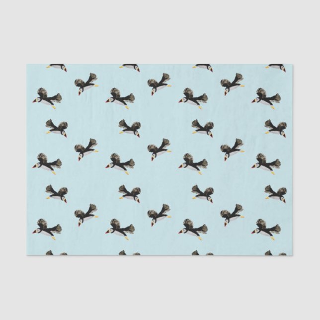 Bird Art Flying Puffins Tissue Paper (Front)