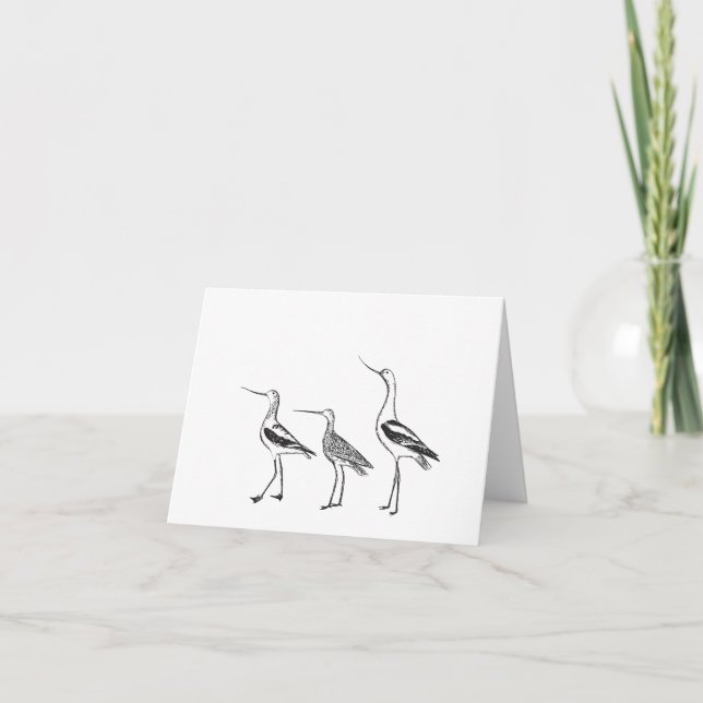 Bird Art Minimalist Drawing in Black and White Note Card (Front)