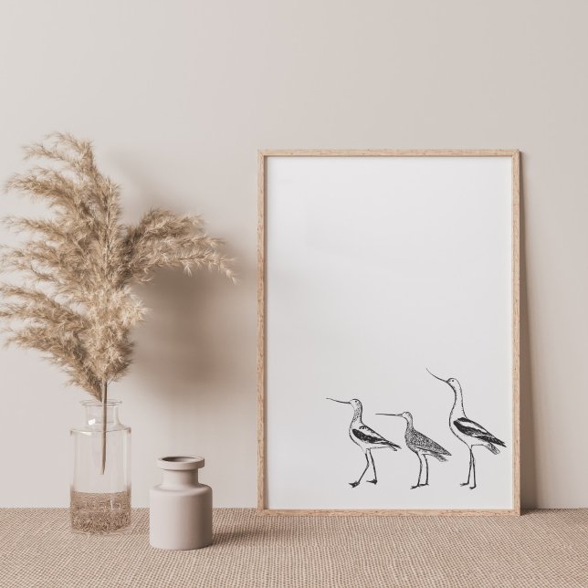 Bird Art Minimalist Drawing in Black and White Poster (Creator Uploaded)